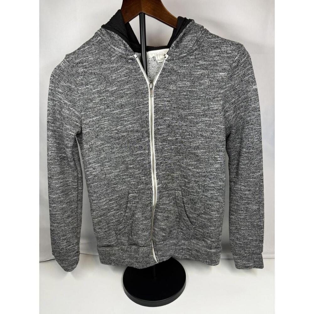 Forever 21 Hoodie Womens S Gray Black Full Zip Marled Knit Sweatshirt Pockets